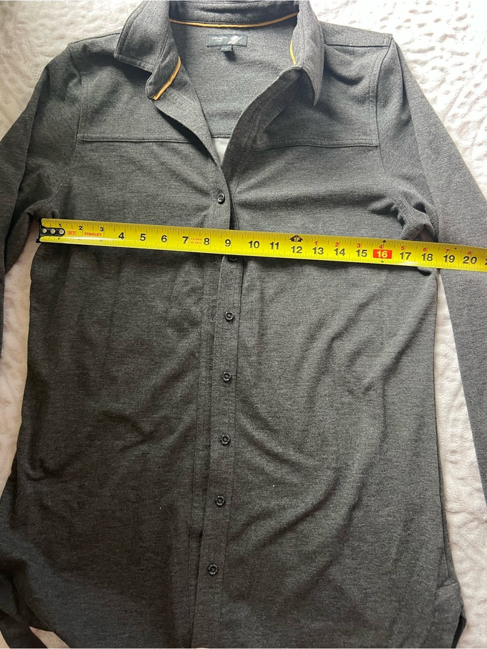 Fundamental Coast Women’s Large Gray Stretch Performance Button-Up Tunic Shirt L - Picture 8 of 9